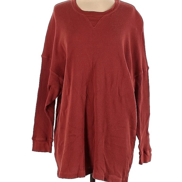 Free People Intimately Burnt Orange Long Sleeve Oversized Long Henley size Small - Picture 1 of 2